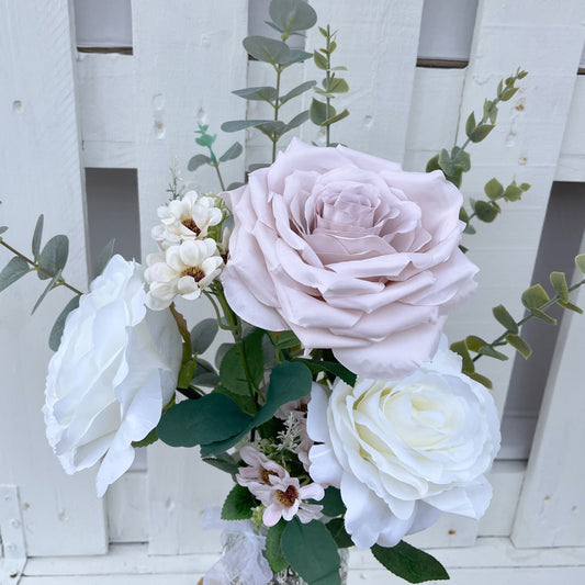 Marie Arrangement in a decorated glass vase
